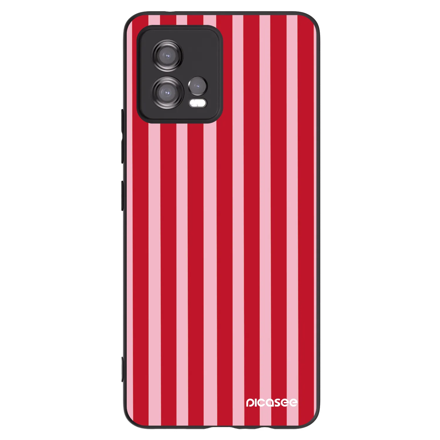 Picasee silikonowe czarne etui na Motorola Moto G72 - Lines red