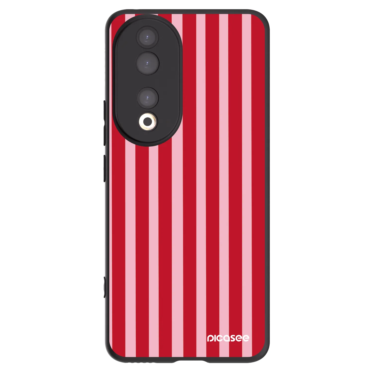Picasee silikonowe czarne etui na Honor 90 5G - Lines red