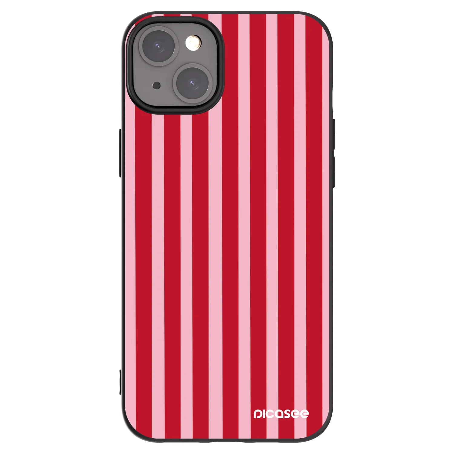 Picasee silikonowe czarne etui na Apple iPhone 15 Plus - Lines red