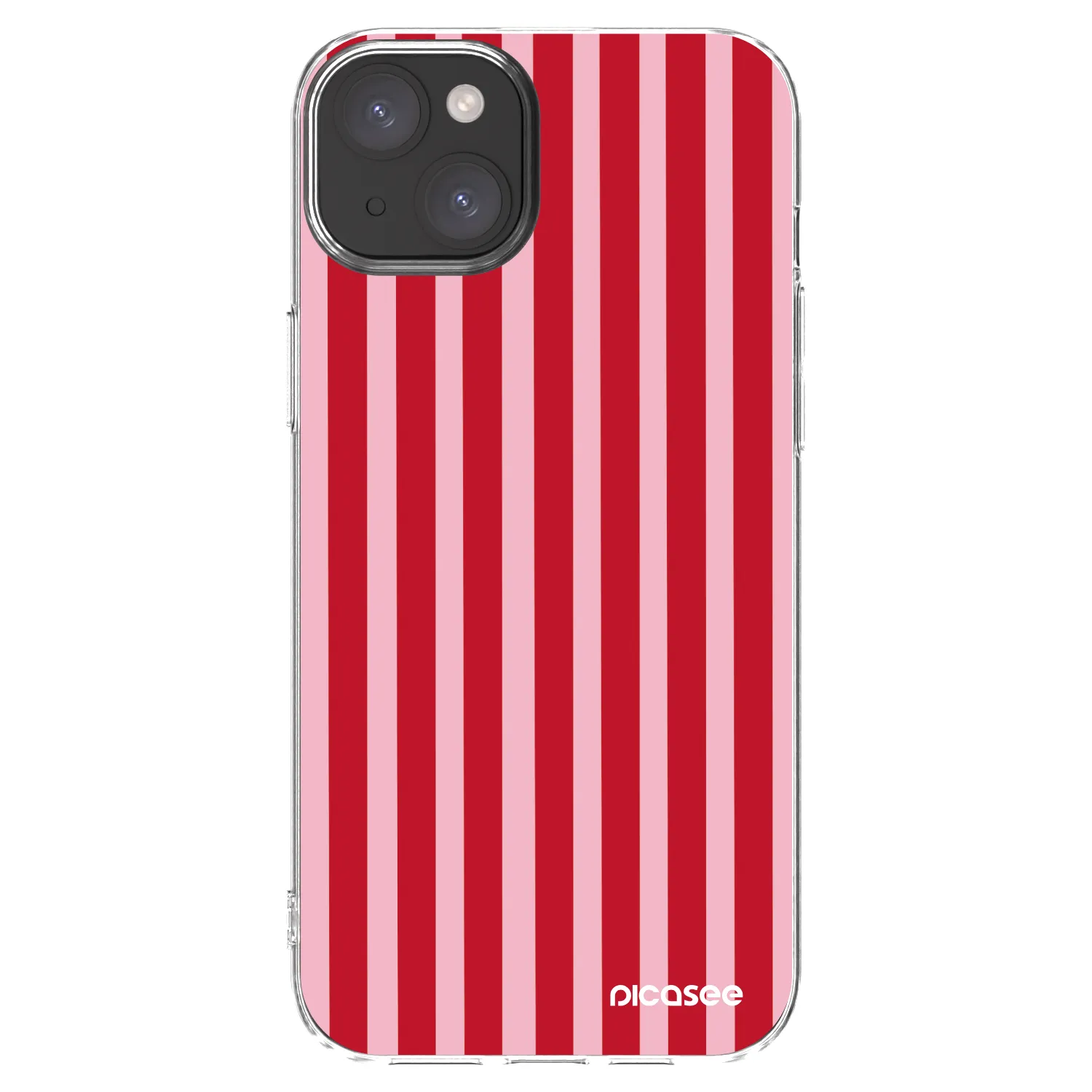 Picasee silikonowe przeźroczyste etui na Apple iPhone 15 Plus - Lines red