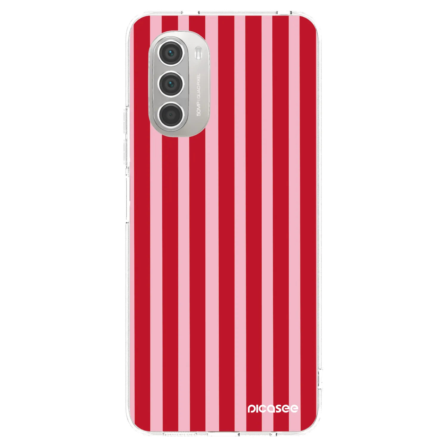 Picasee silikonowe przeźroczyste etui na Motorola Moto G51 - Lines red