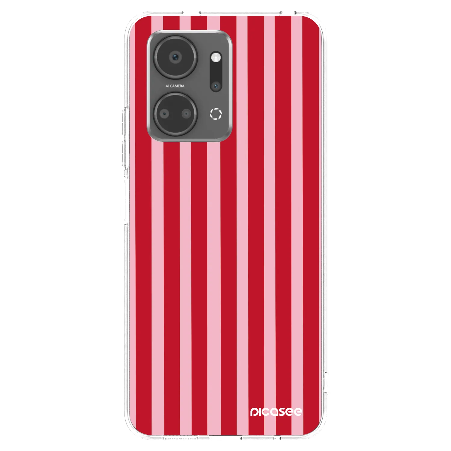 Picasee silikonowe przeźroczyste etui na Honor X7a - Lines red