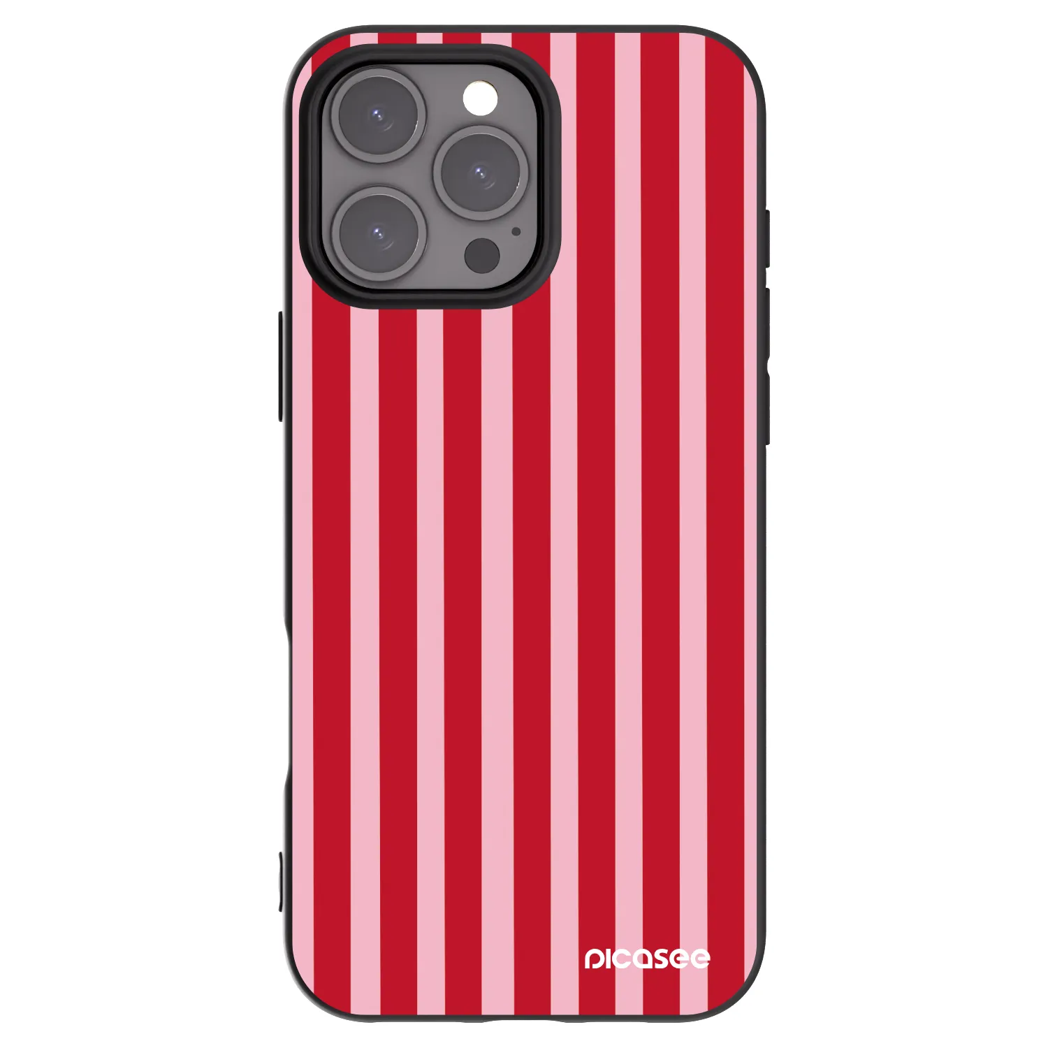 Picasee silikonowe czarne etui na Apple iPhone 16 Pro Max - Lines red