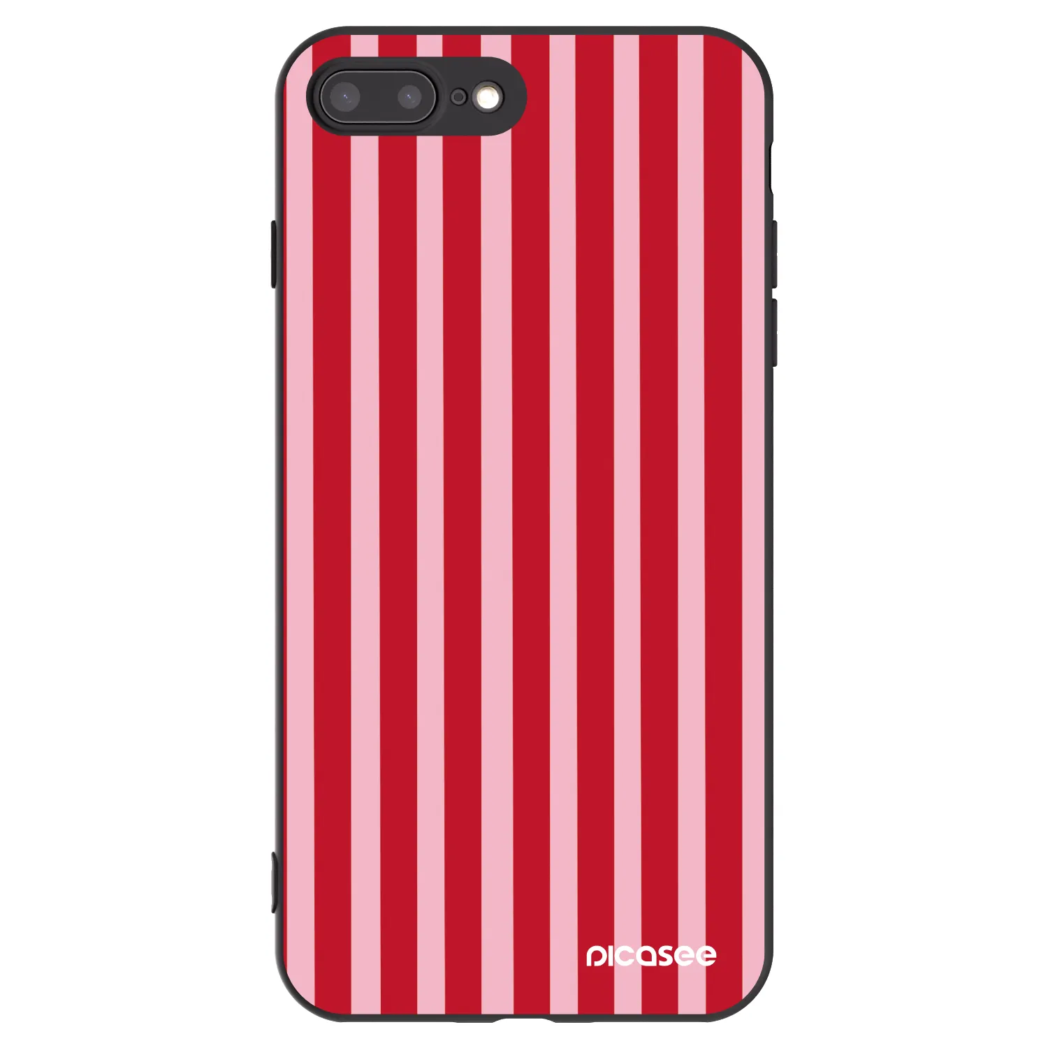 Picasee silikonowe czarne etui na Apple iPhone 7 Plus - Lines red