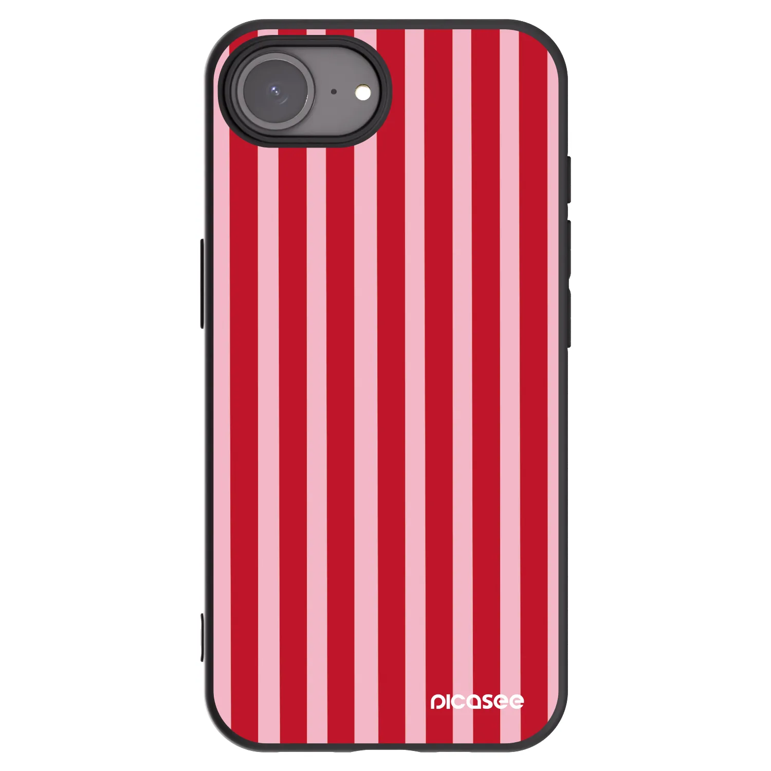Picasee silikonowe czarne etui na Apple iPhone 16e - Lines red