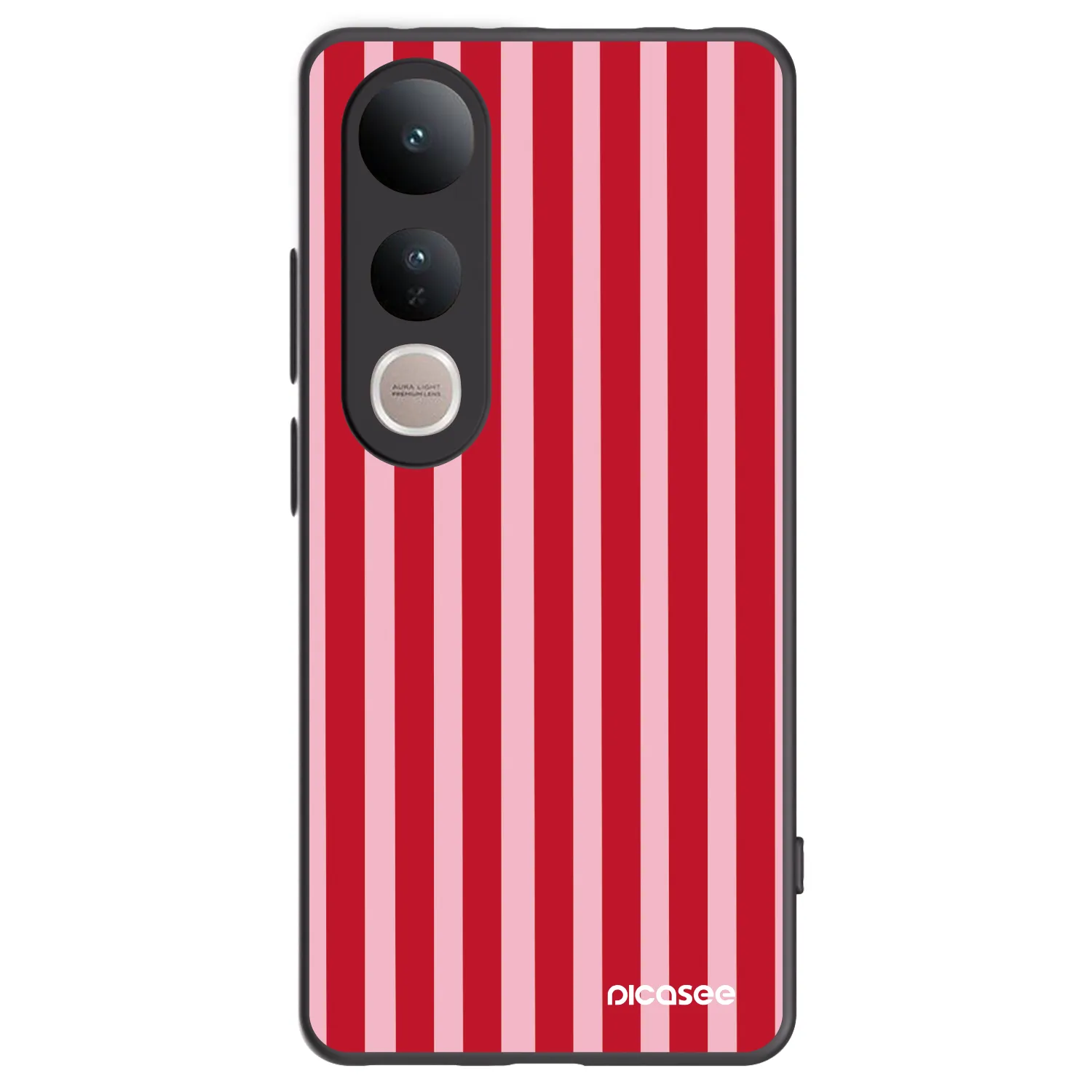 Picasee silikonowe czarne etui na Vivo V50 Lite 5G - Lines red