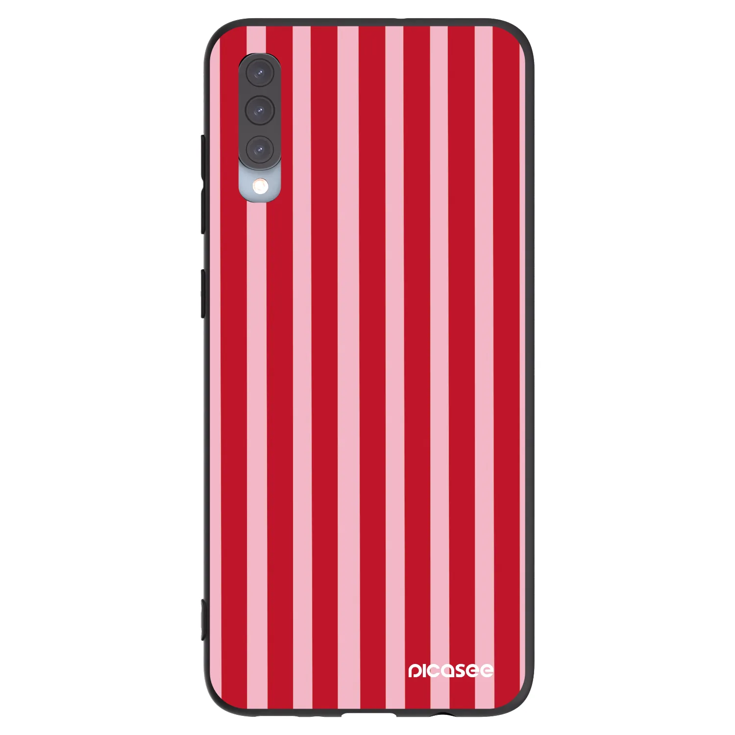 Picasee silikonowe czarne etui na Samsung Galaxy A70 A705F - Lines red