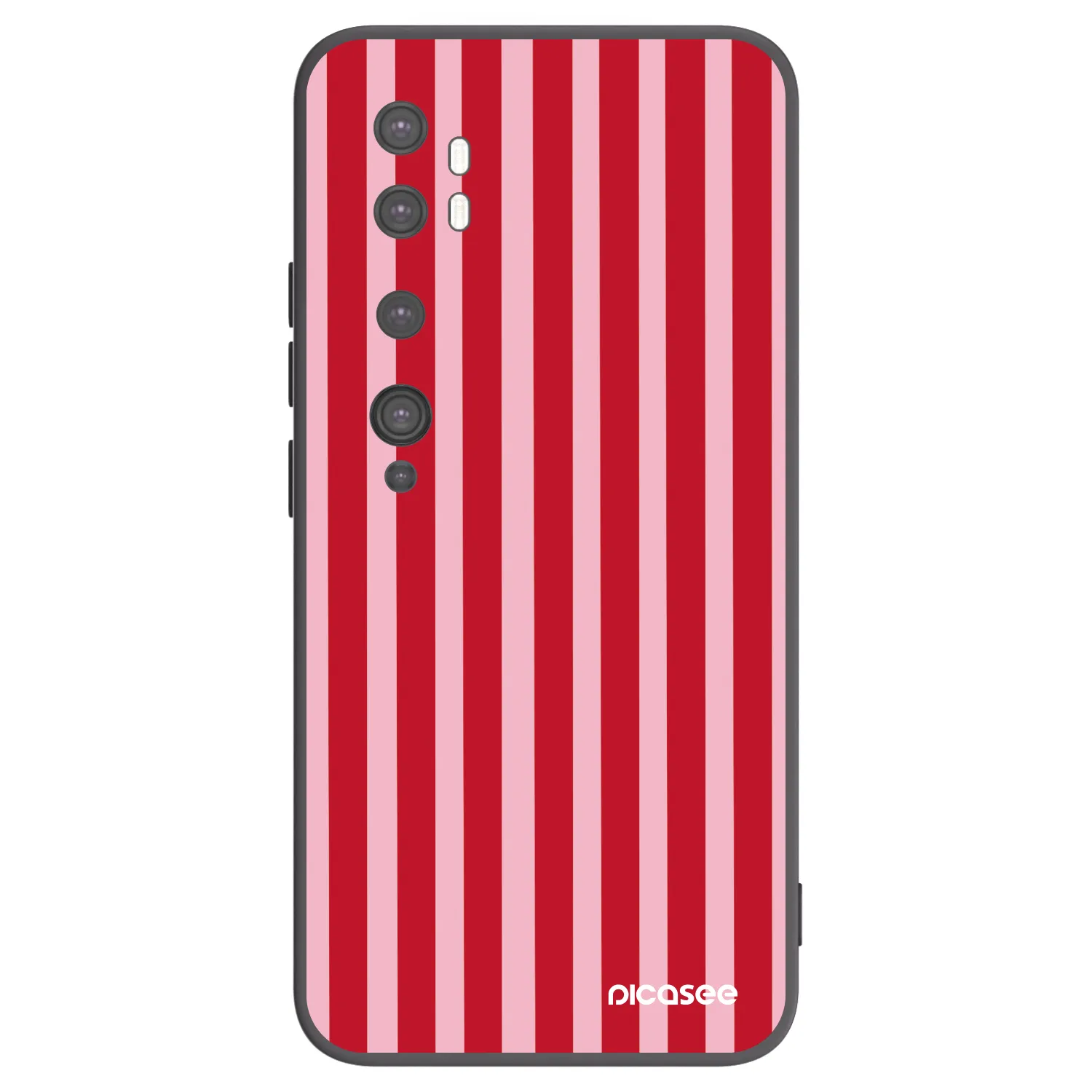 Picasee silikonowe czarne etui na Xiaomi Mi Note 10 (Pro) - Lines red