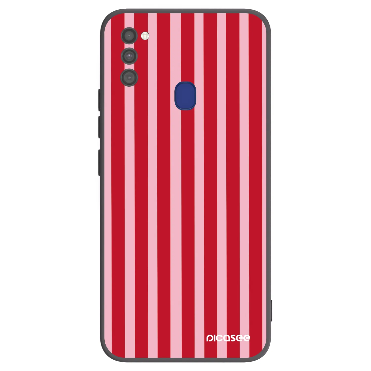 Picasee silikonowe czarne etui na Samsung Galaxy M21 M215F - Lines red