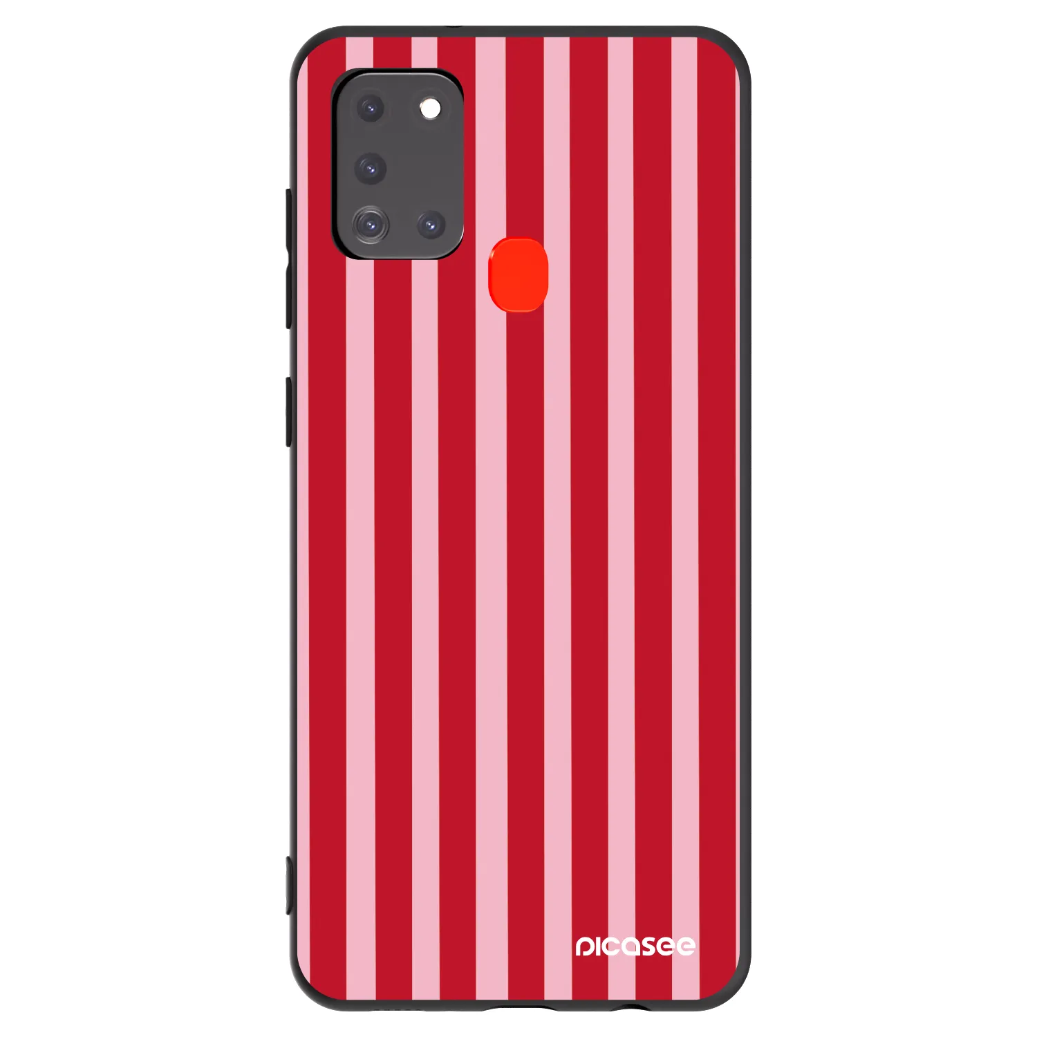 Picasee silikonowe czarne etui na Samsung Galaxy A21s - Lines red