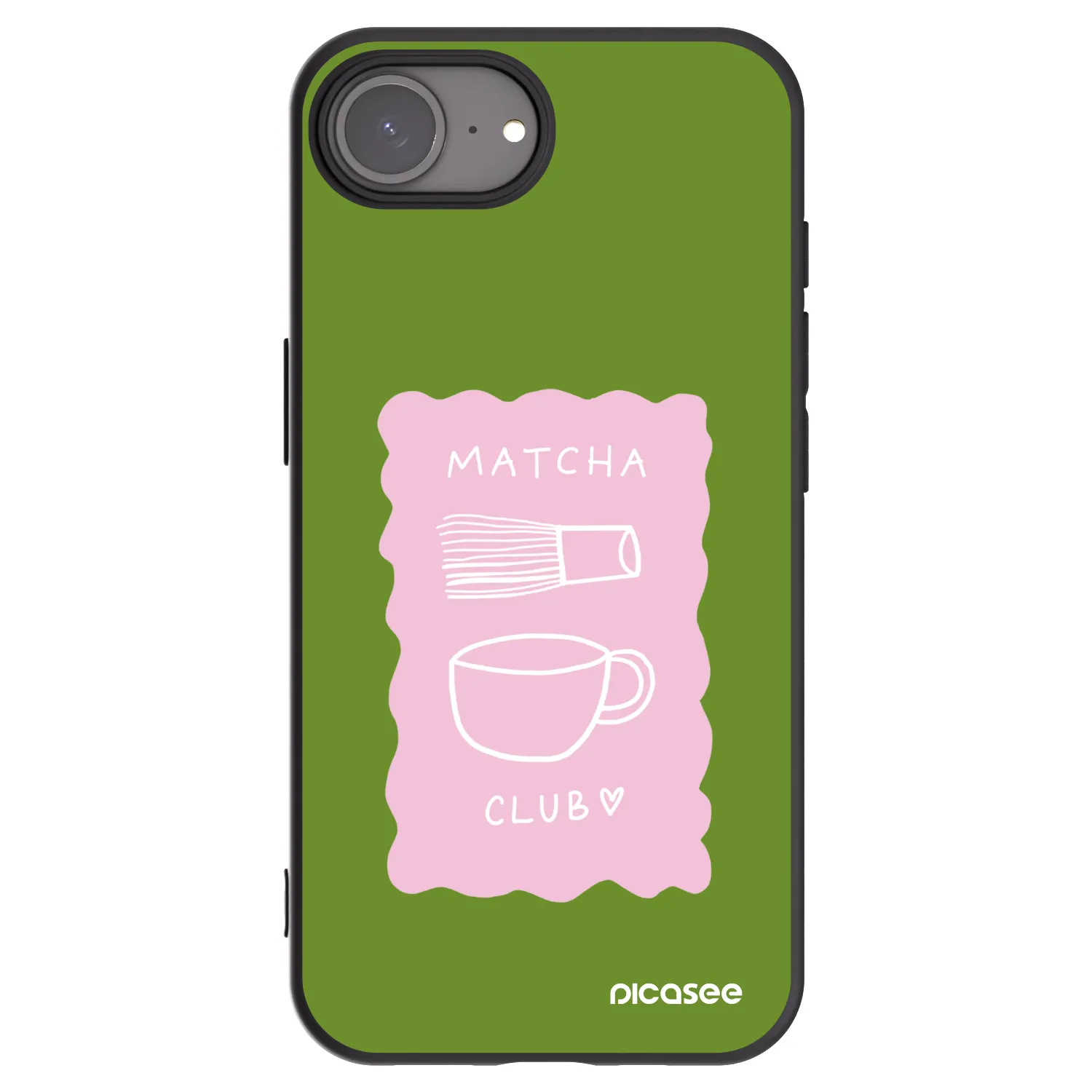 Picasee silikonowe czarne etui na Apple iPhone 16e - Matcha club