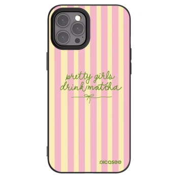 Picasee silikonowe czarne etui na Apple iPhone 12 Pro Max - Pretty matcha
