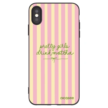 Picasee silikonowe czarne etui na Apple iPhone XS Max - Pretty matcha