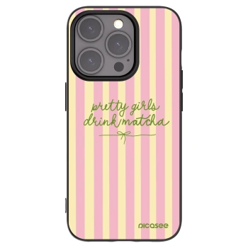 Picasee silikonowe czarne etui na Apple iPhone 15 Pro - Pretty matcha