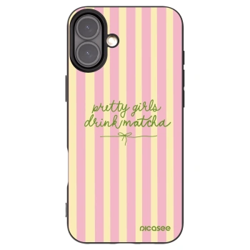 Picasee silikonowe czarne etui na Apple iPhone 16 Plus - Pretty matcha