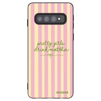 Picasee silikonowe czarne etui na Samsung Galaxy S10 G973 - Pretty matcha