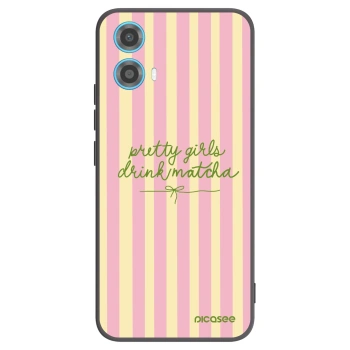 Picasee silikonowe czarne etui na Motorola Moto G34 5G - Pretty matcha