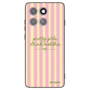 Picasee silikonowe czarne etui na Motorola Edge 60 Pro - Pretty matcha