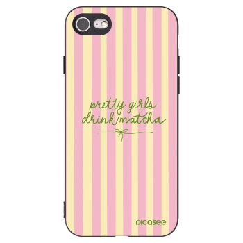 Picasee silikonowe czarne etui na Apple iPhone SE 2020 - Pretty matcha