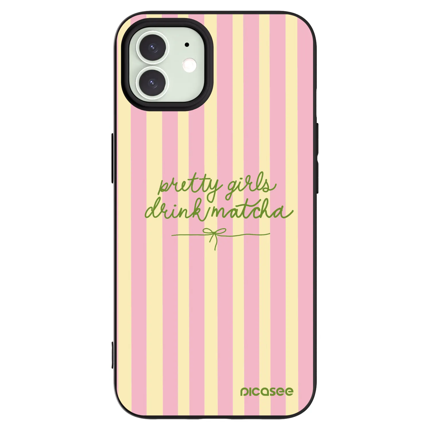 Picasee silikonowe czarne etui na Apple iPhone 12 Pro - Pretty matcha