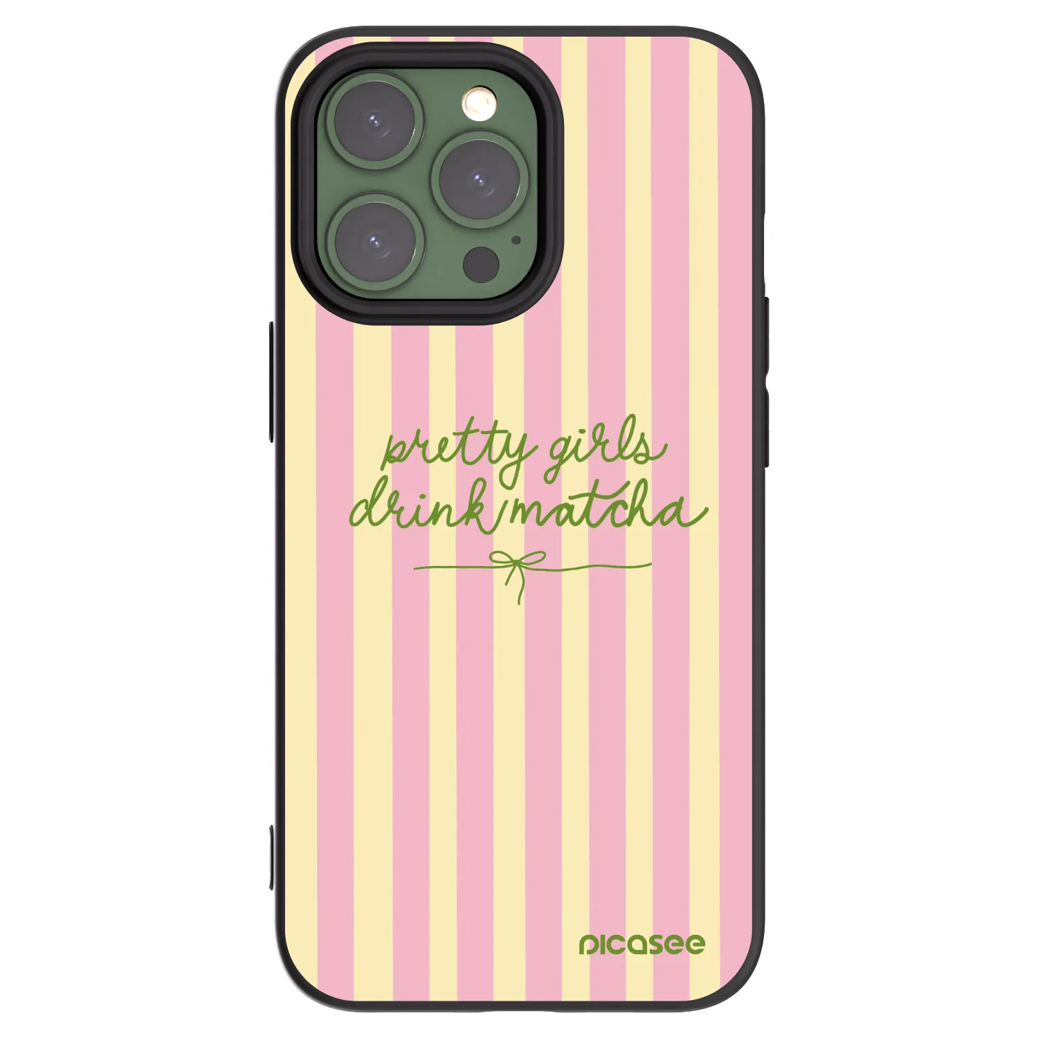 Picasee silikonowe czarne etui na Apple iPhone 13 Pro - Pretty matcha