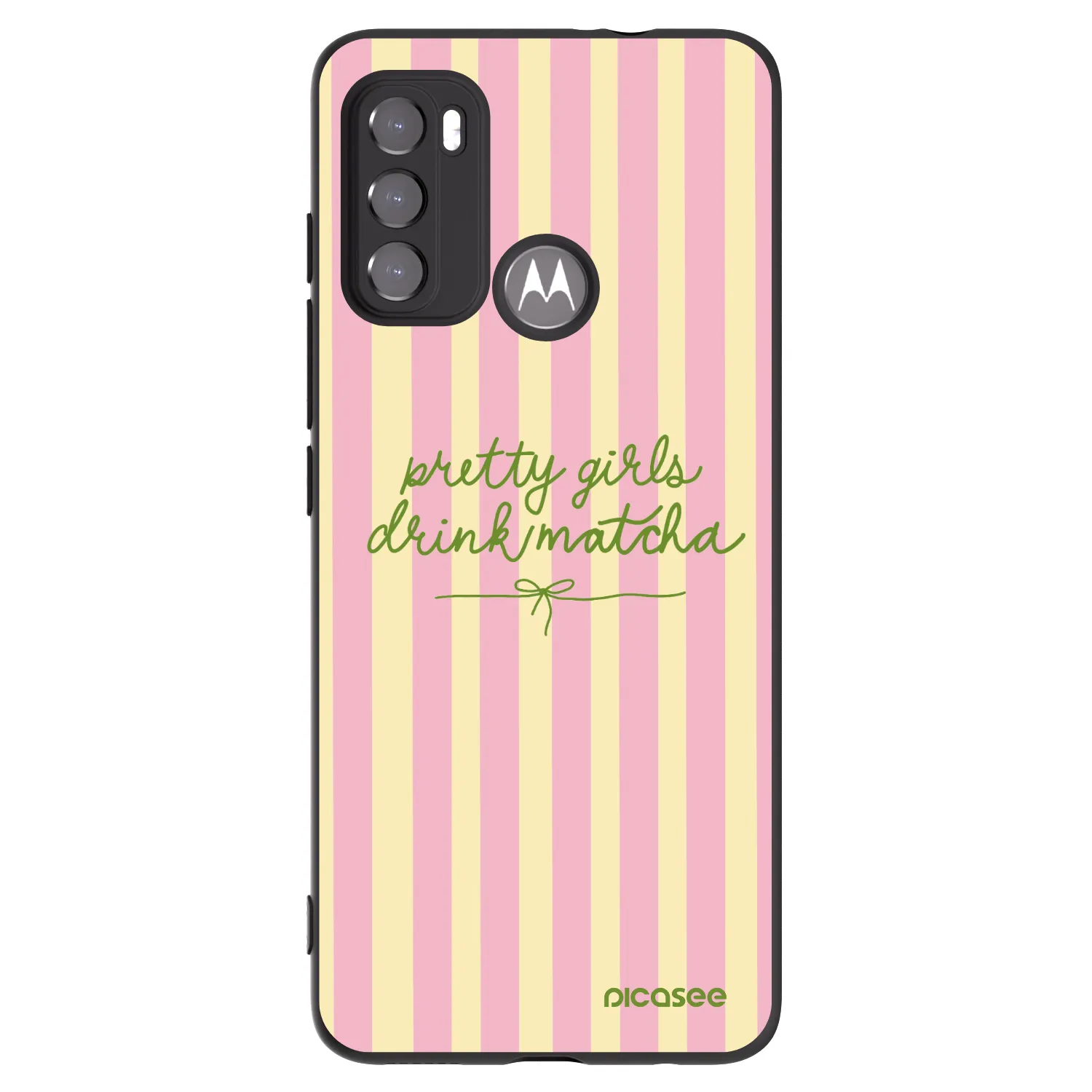 Picasee silikonowe czarne etui na Motorola Moto G60 - Pretty matcha