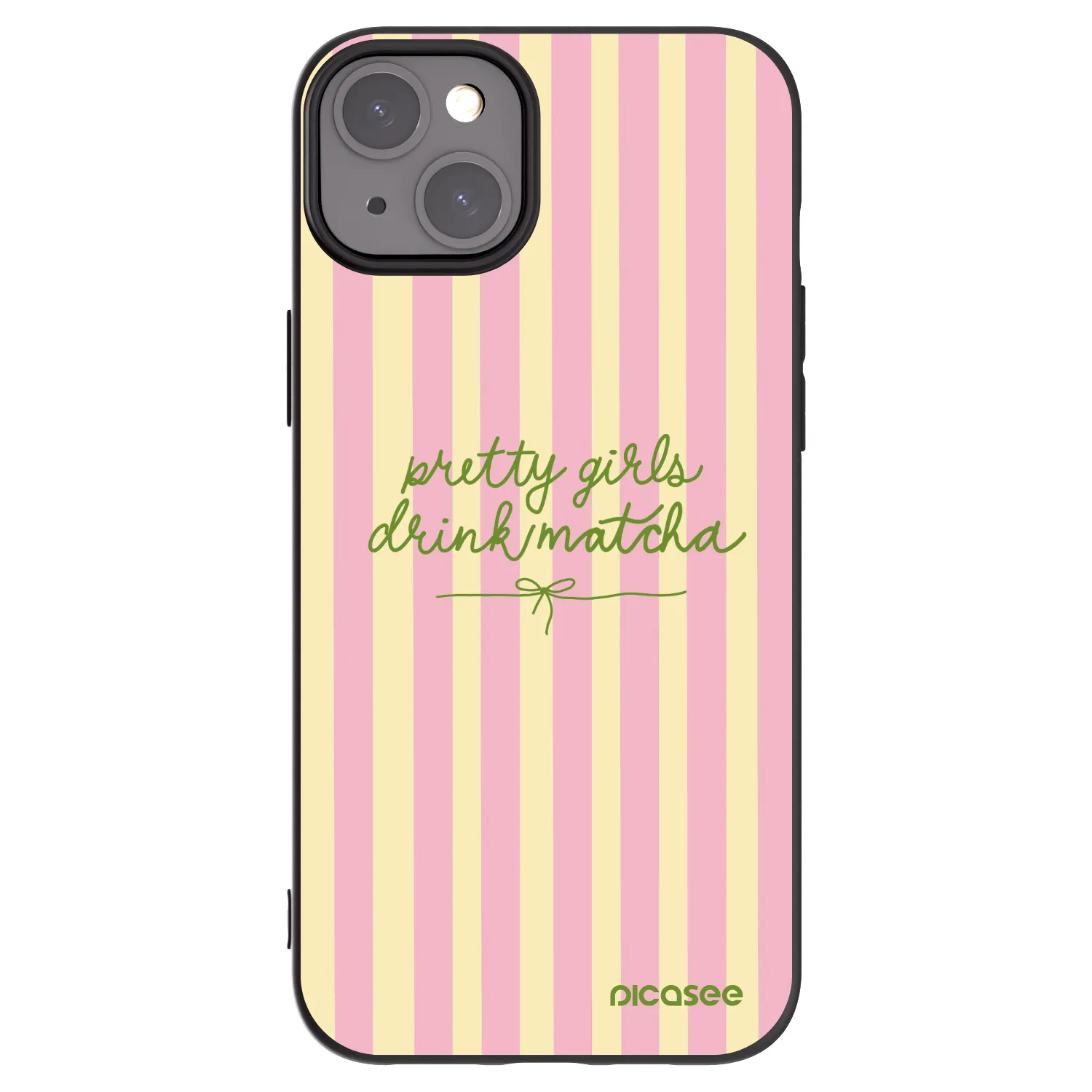 Picasee silikonowe czarne etui na Apple iPhone 15 Plus - Pretty matcha