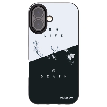 Picasee silikonowe czarne etui na Apple iPhone 16 - Life - Death