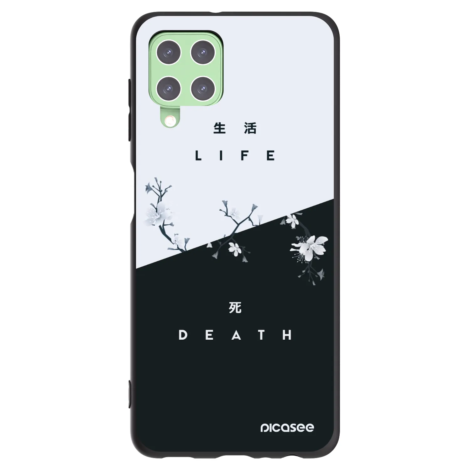 Picasee silikonowe czarne etui na Samsung Galaxy A22 A225F 4G - Life - Death