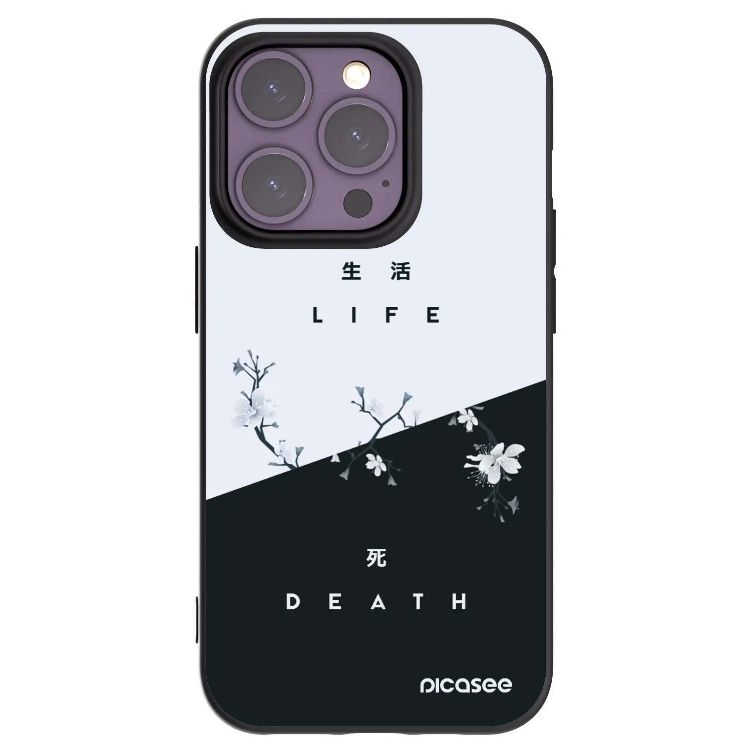 Picasee silikonowe czarne etui na Apple iPhone 14 Pro - Life - Death