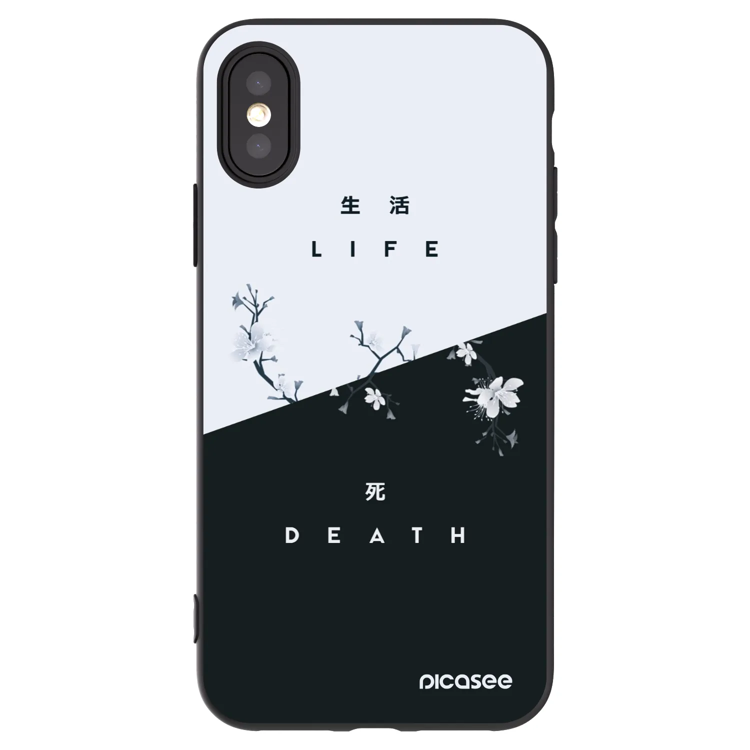 Picasee silikonowe czarne etui na Apple iPhone X/XS - Life - Death