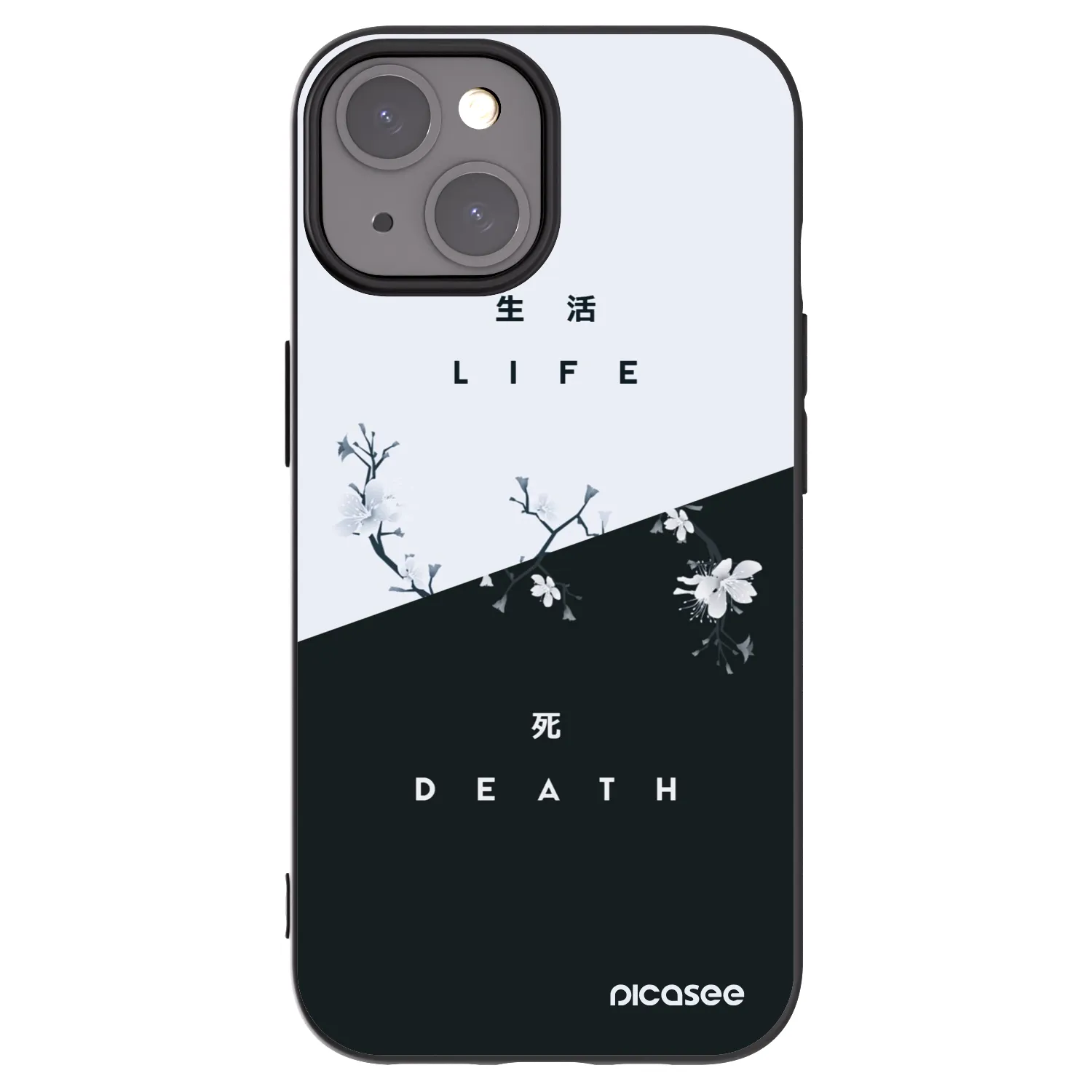 Picasee silikonowe czarne etui na Apple iPhone 15 - Life - Death