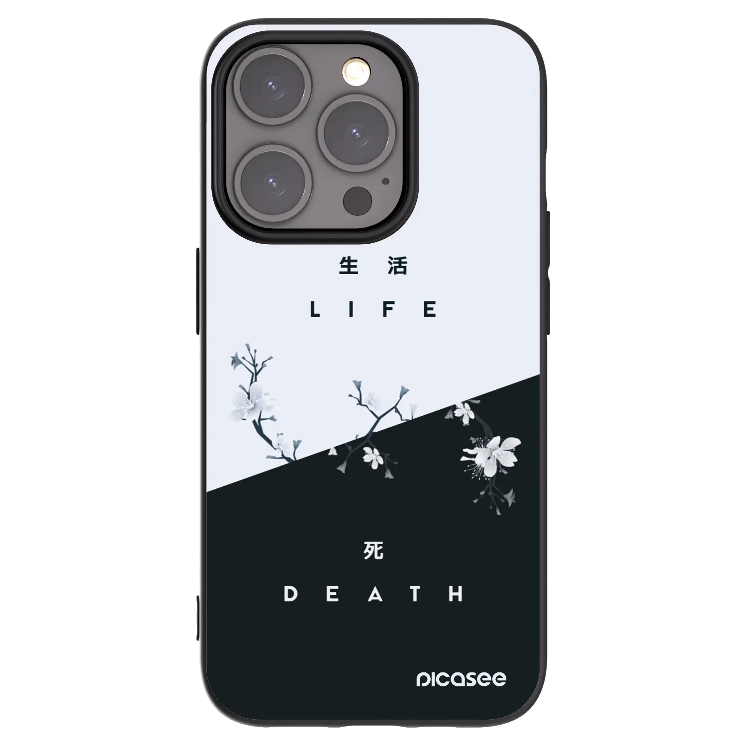 Picasee silikonowe czarne etui na Apple iPhone 15 Pro - Life - Death