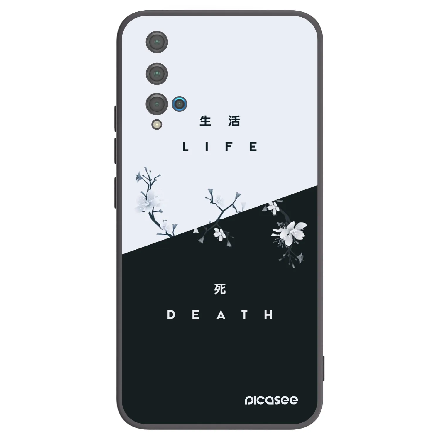 Picasee silikonowe czarne etui na Huawei Nova 5T - Life - Death