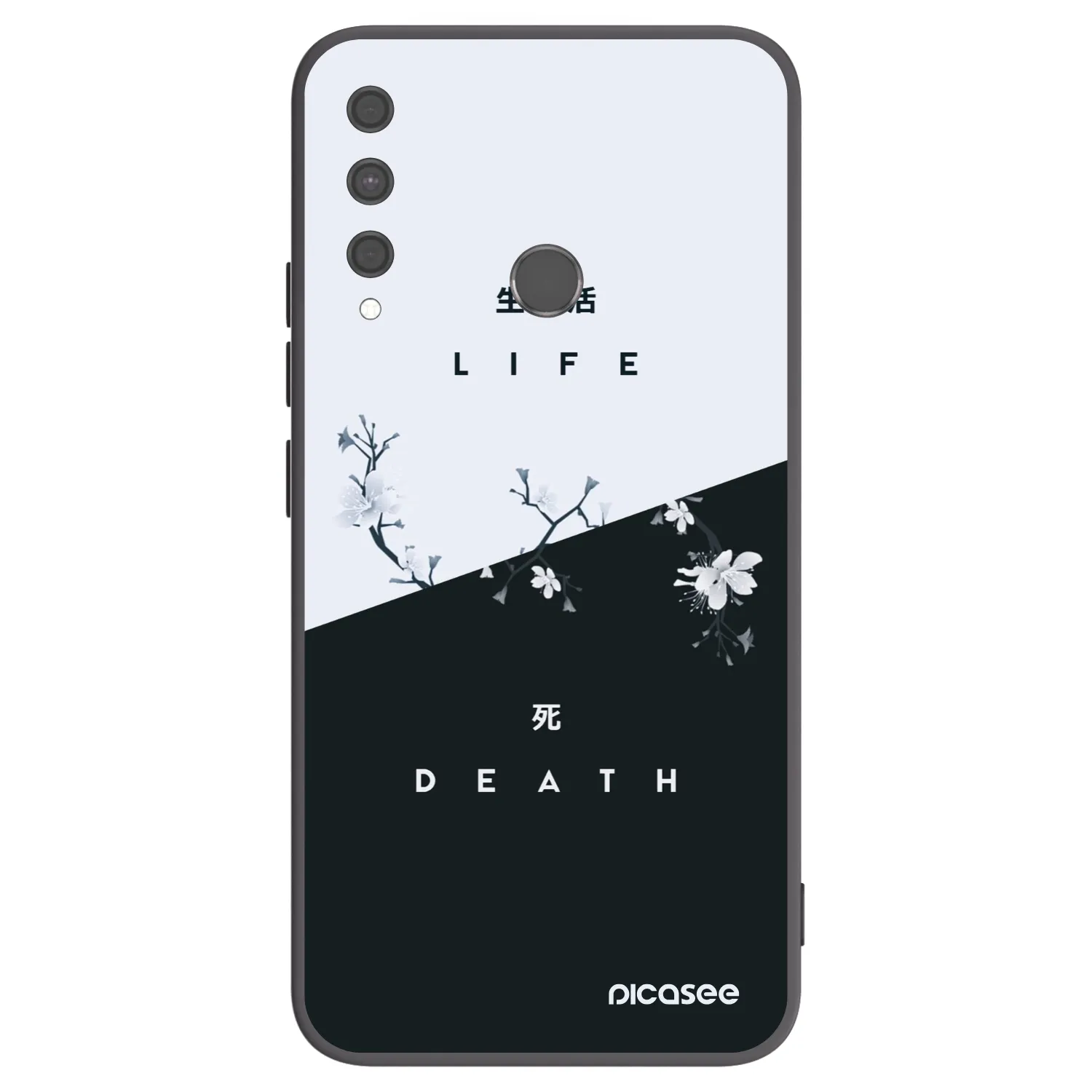 Picasee silikonowe czarne etui na Huawei P40 Lite E - Life - Death