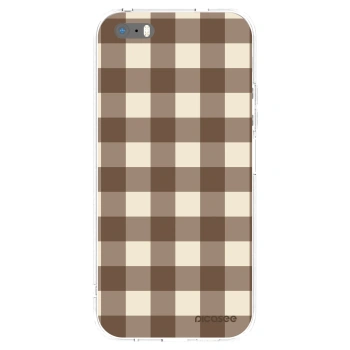 Picasee silikonowe przeźroczyste etui na Apple iPhone 5/5S/SE - Brown grid