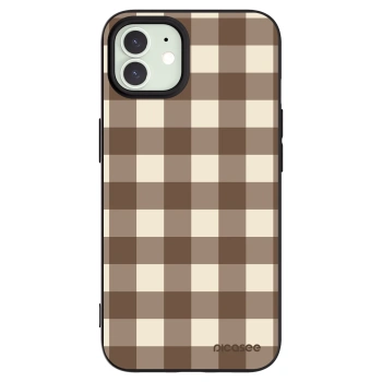 Picasee silikonowe czarne etui na Apple iPhone 12 Pro - Brown grid