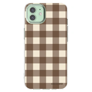Picasee silikonowe przeźroczyste etui na Apple iPhone 12 Pro - Brown grid