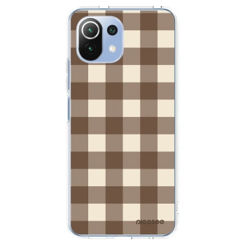 Picasee silikonowe przeźroczyste etui na Xiaomi Mi 11 Lite - Brown grid