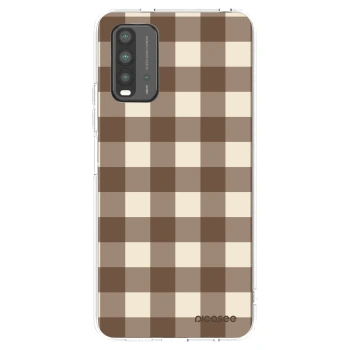 Picasee silikonowe czarne etui na Xiaomi Redmi 9T - Brown grid