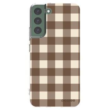 Picasee silikonowe przeźroczyste etui na Samsung Galaxy S22+ 5G - Brown grid
