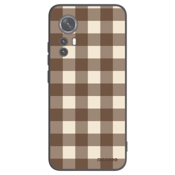 Picasee silikonowe czarne etui na Xiaomi 12 - Brown grid