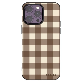 Picasee silikonowe czarne etui na Apple iPhone 14 Pro Max - Brown grid