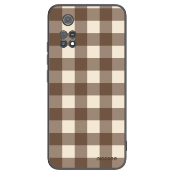 Picasee silikonowe czarne etui na Xiaomi Poco M4 Pro - Brown grid