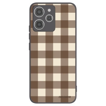 Picasee silikonowe czarne etui na Xiaomi Redmi 12 4G - Brown grid