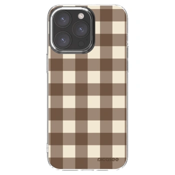 Picasee silikonowe przeźroczyste etui na Apple iPhone 15 Pro Max - Brown grid