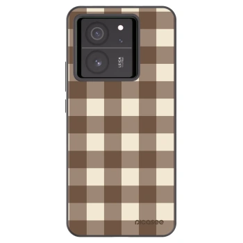 Picasee silikonowe czarne etui na Xiaomi 13T Pro - Brown grid