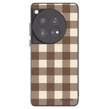 Picasee silikonowe czarne etui na OnePlus 12 5G - Brown grid