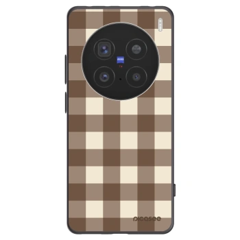 Picasee silikonowe czarne etui na Vivo X200 Pro - Brown grid