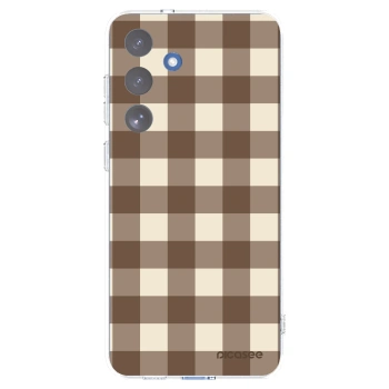 Picasee silikonowe przeźroczyste etui na Samsung Galaxy S25 FE 5G - Brown grid